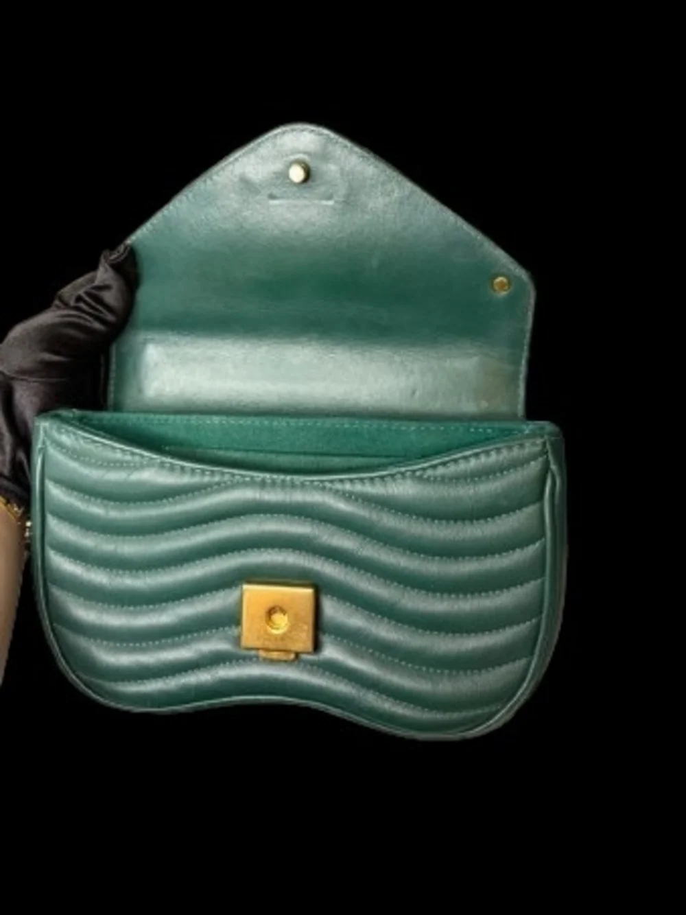Louis Vuitton New Wave Dark Green Quilted Chain Crossbody with Multicolor Strap